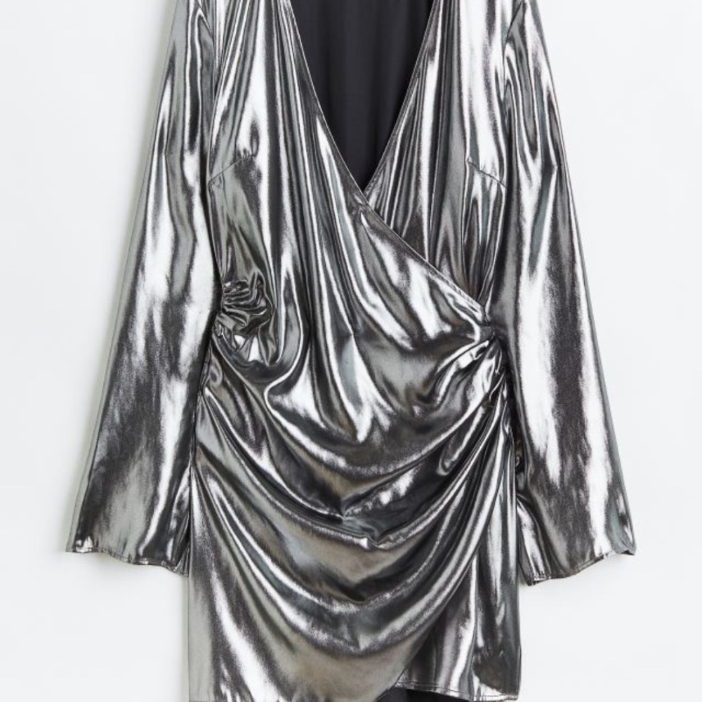 Gathered bodycon dress- silver